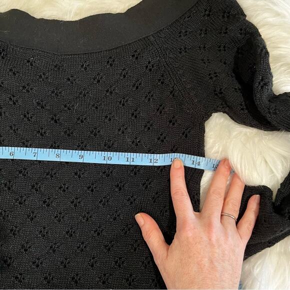 NEW Arden B. Wool Open Weave Knit Patterned Bow Tie Boatneck Fitted Sweater NWT - Picture 12 of 12